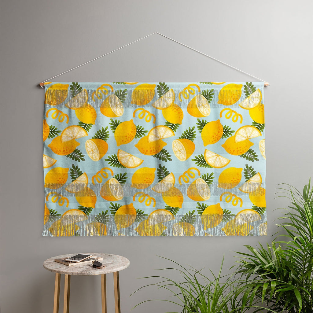 Jessica Molina Lemon Pattern on Sky Blue Wall Hanging Landscape