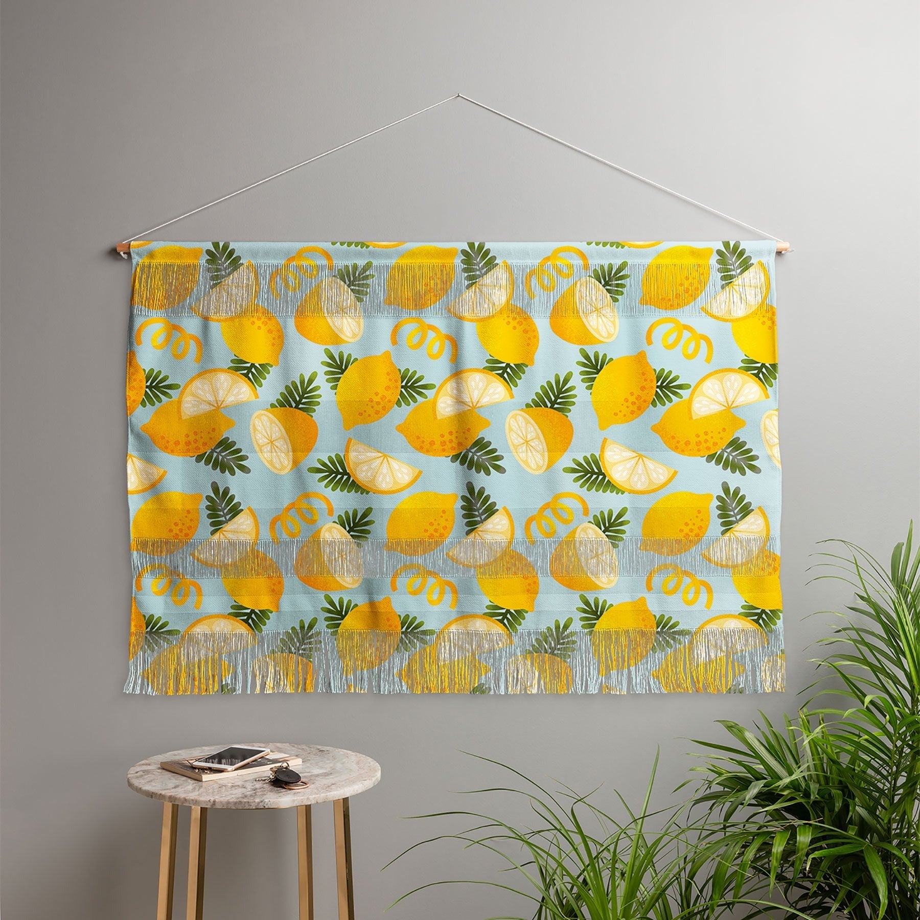 Jessica Molina Lemon Pattern on Sky Blue Wall Hanging Landscape