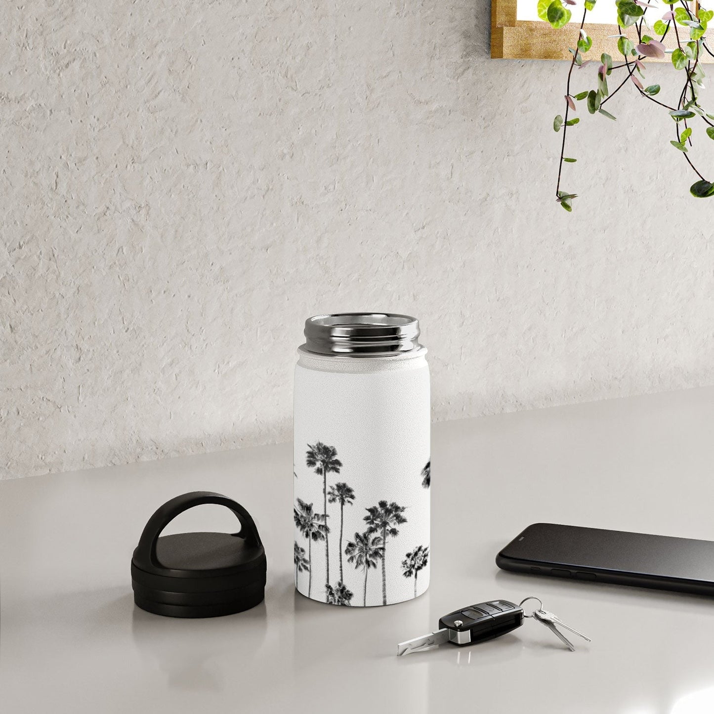 Gal Design Black And White Palms Water Bottle