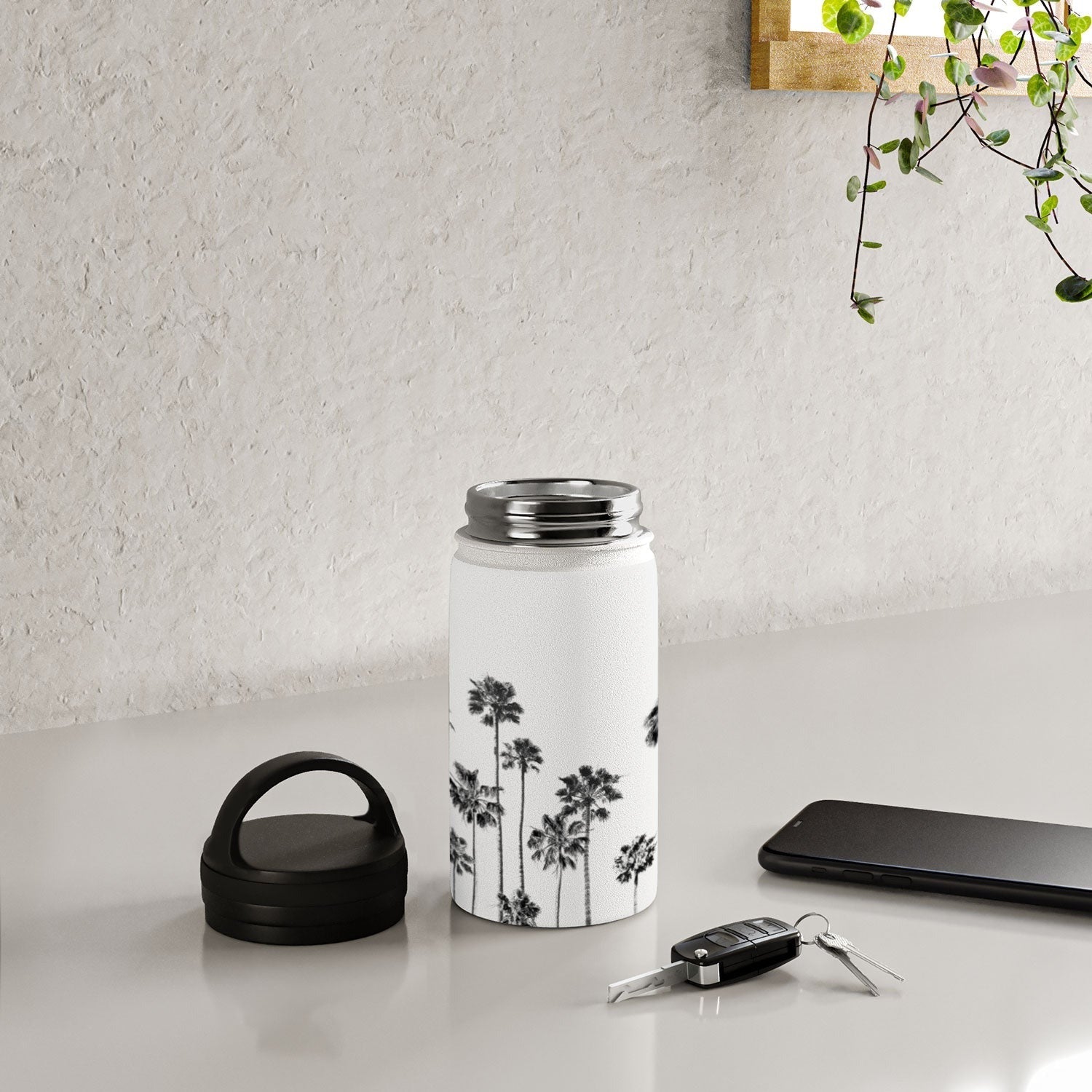 Gal Design Black And White Palms Water Bottle