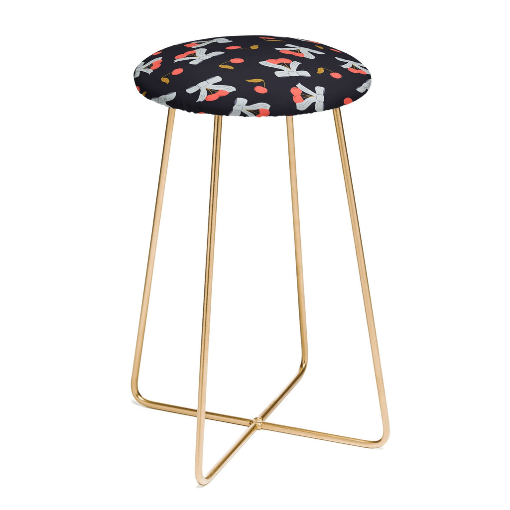 Jennifer Labre Cherries and Bows Counter Stool
