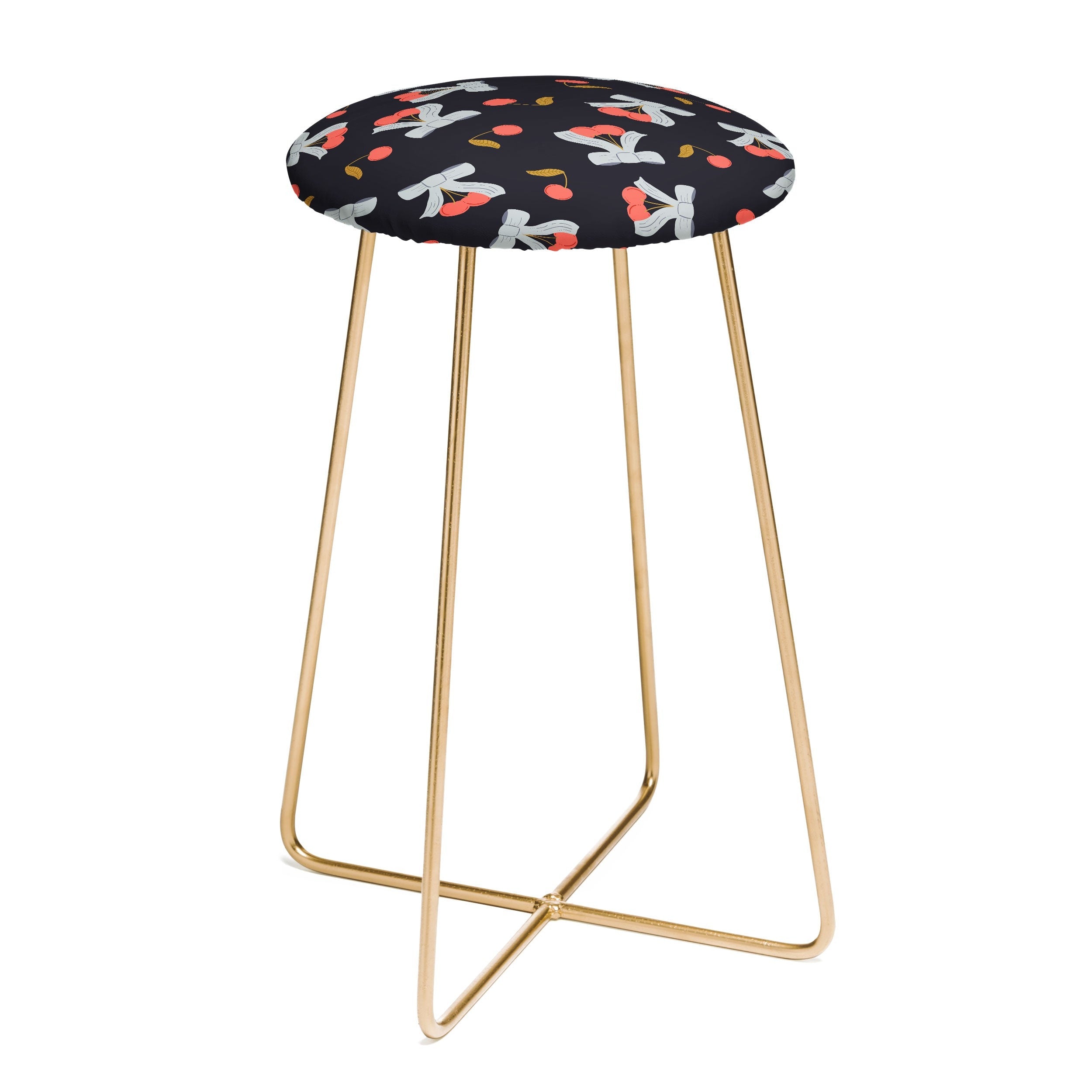 Jennifer Labre Cherries and Bows Counter Stool