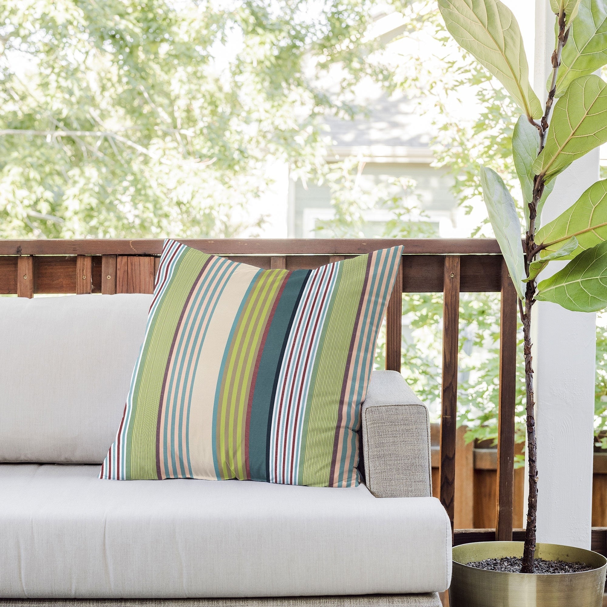 Marta Barragan Camarasa Colorful Stripe Delight Outdoor Throw Pillow
