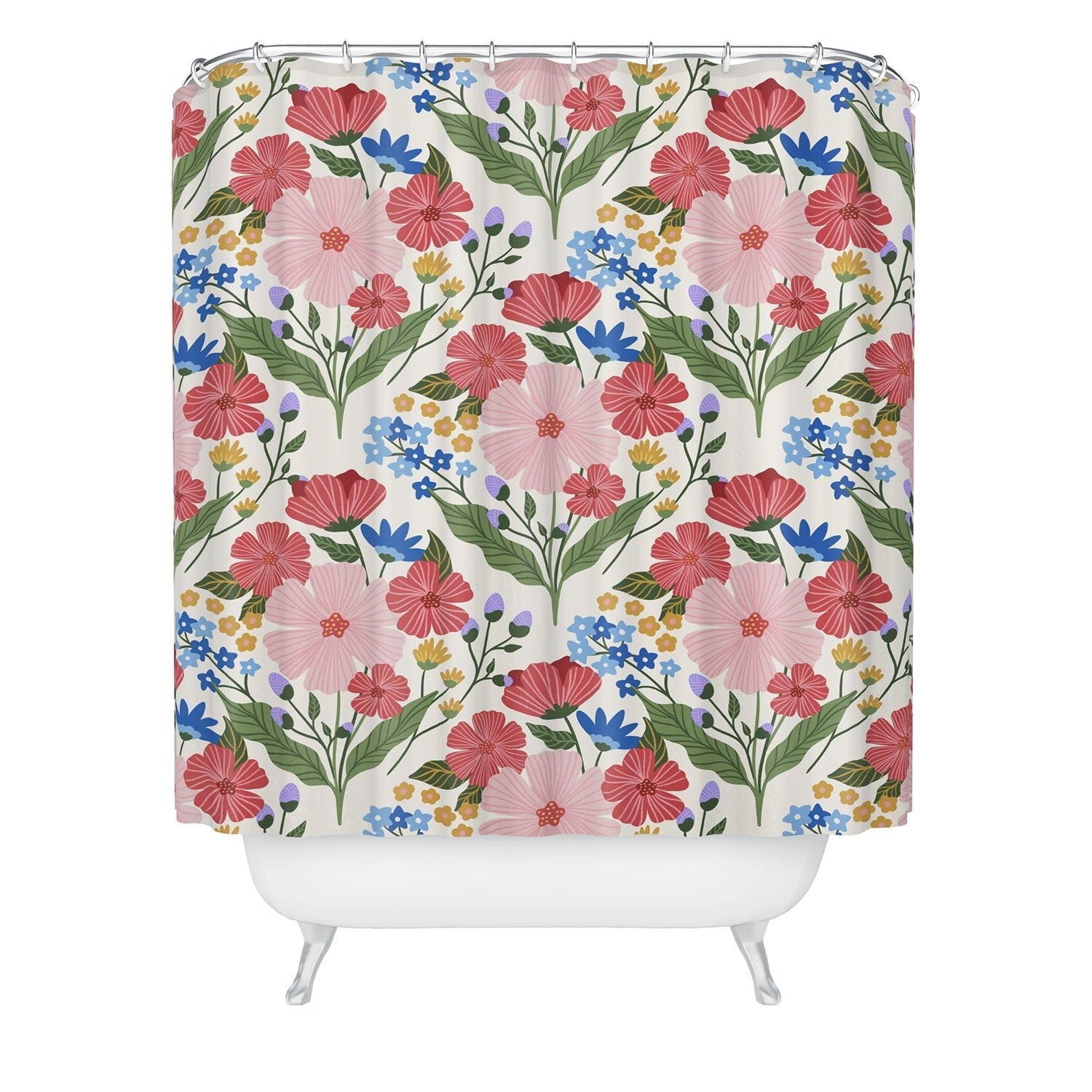 Design by Spark Wild Bloom Flowers Shower Curtain