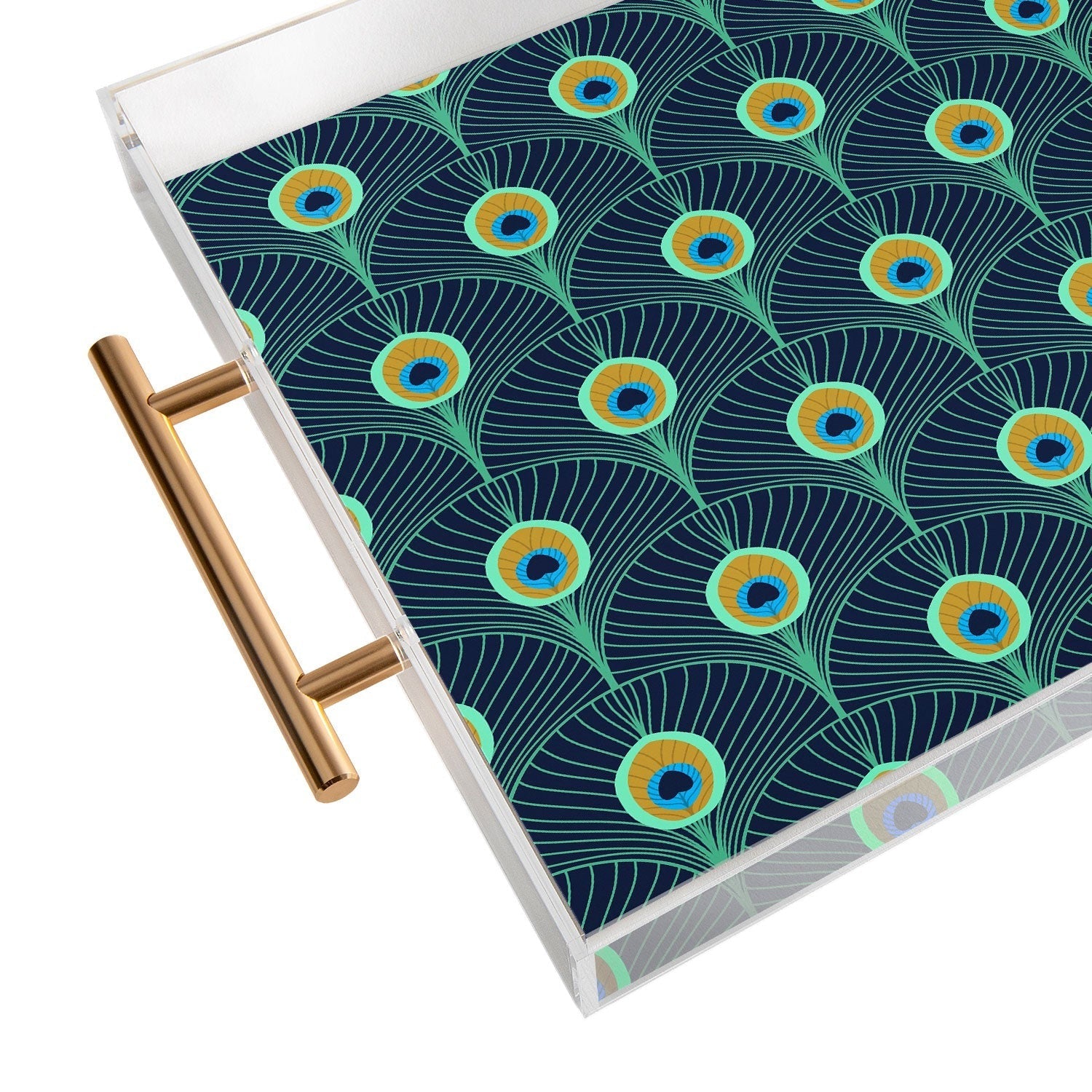 Design by Spark Peacock Deco Feathers Acrylic Tray