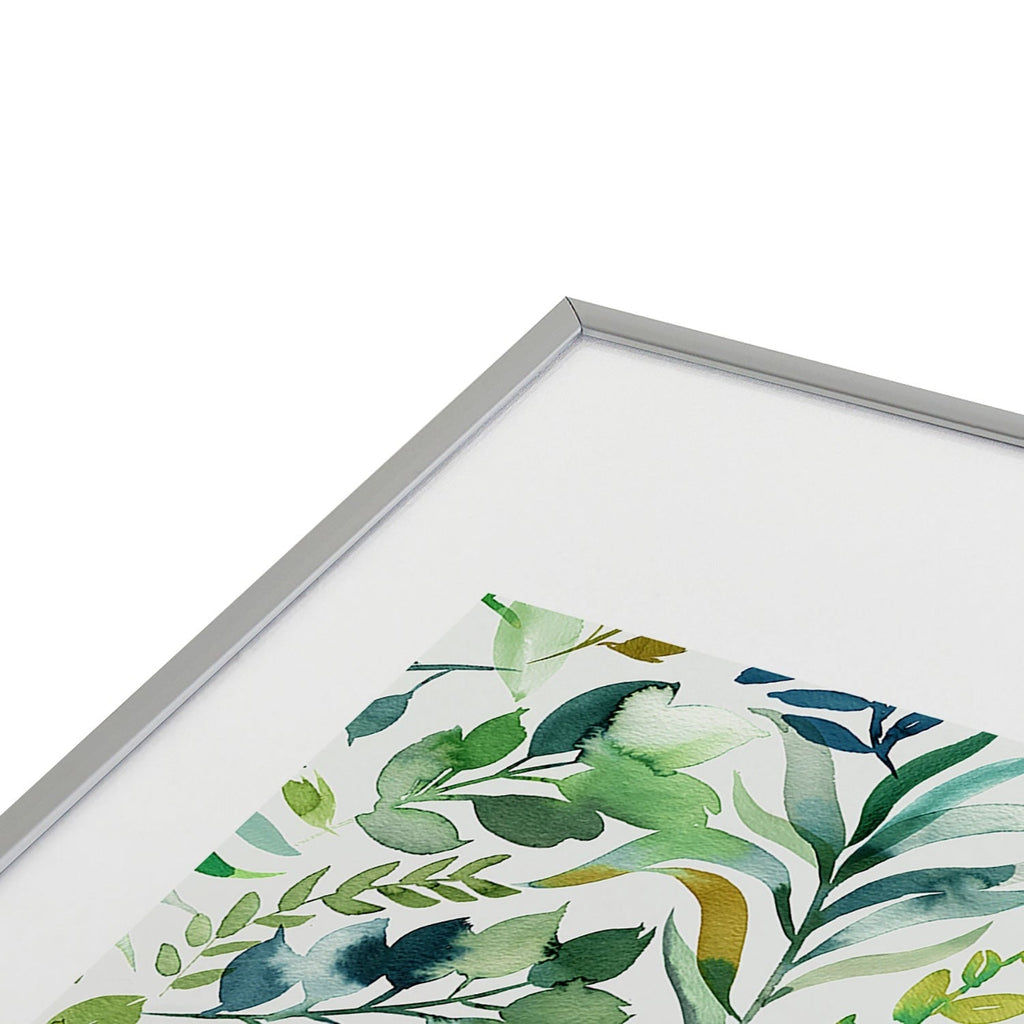 Ninola Design Botanic Retreat Loose Botanical Leaves Watercolor Green Metal Framed Art Print