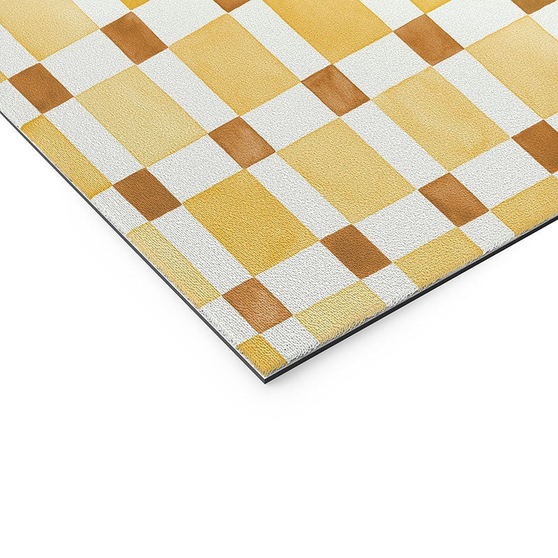 Ninola Design Everyday Artifact Checker Mosaic Tiles Geometry Yellow Welcome Mat