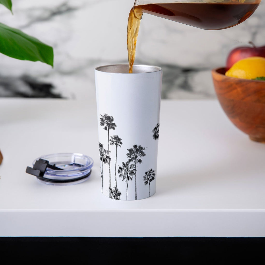 Gal Design Black And White Palms Travel Mug