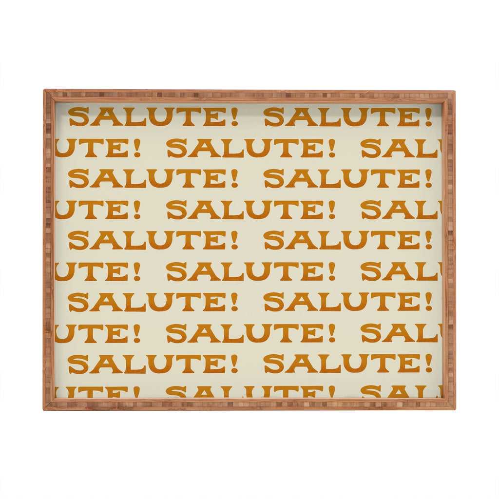 Jessica Molina Salute Gold Pattern on Cream Rectangular Tray