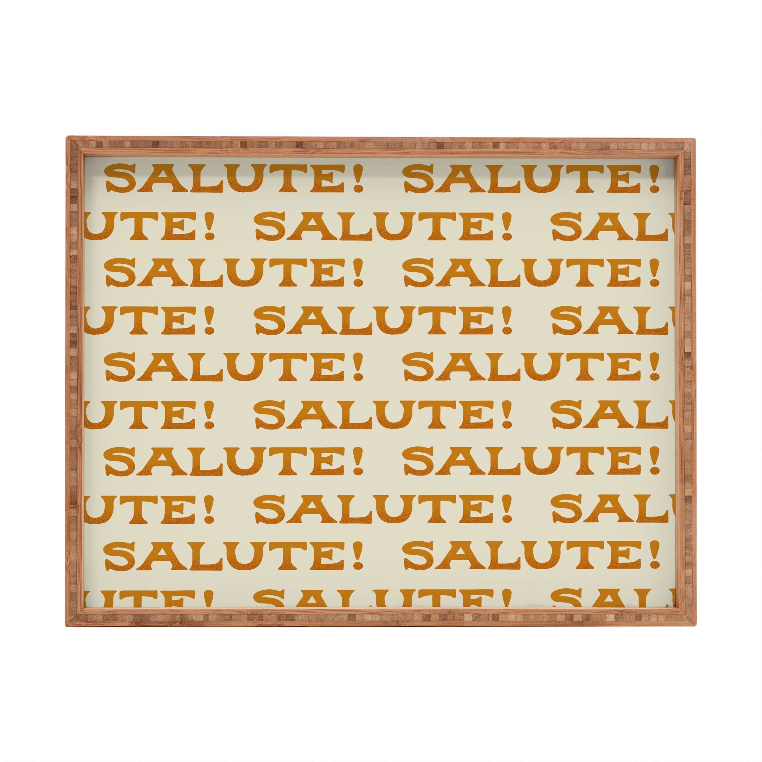 Jessica Molina Salute Gold Pattern on Cream Rectangular Tray