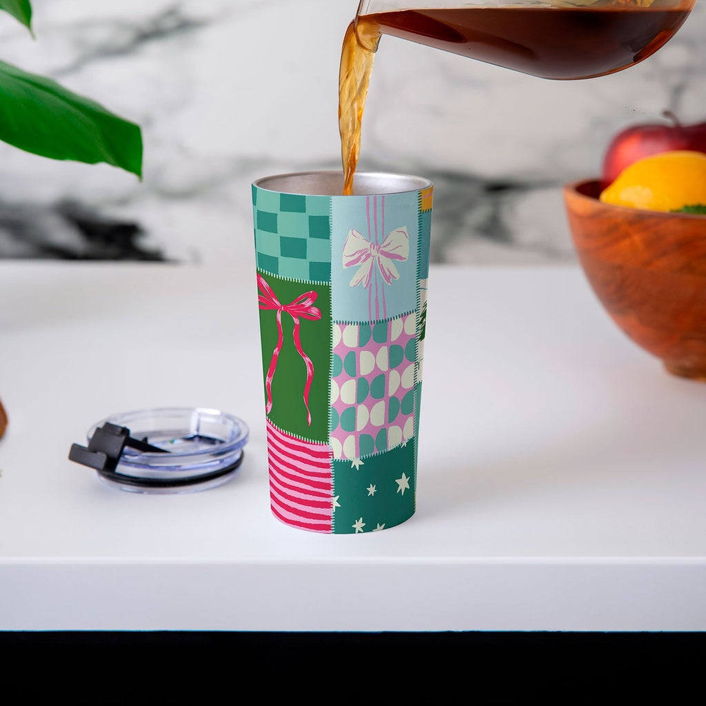 LouBruzzoni Cozy Christmas Patchwork Travel Mug