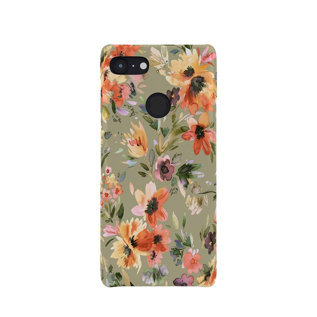 Ninola Design Botanic Retreat Painterly Tropical Flowers Sage Green Phone Case