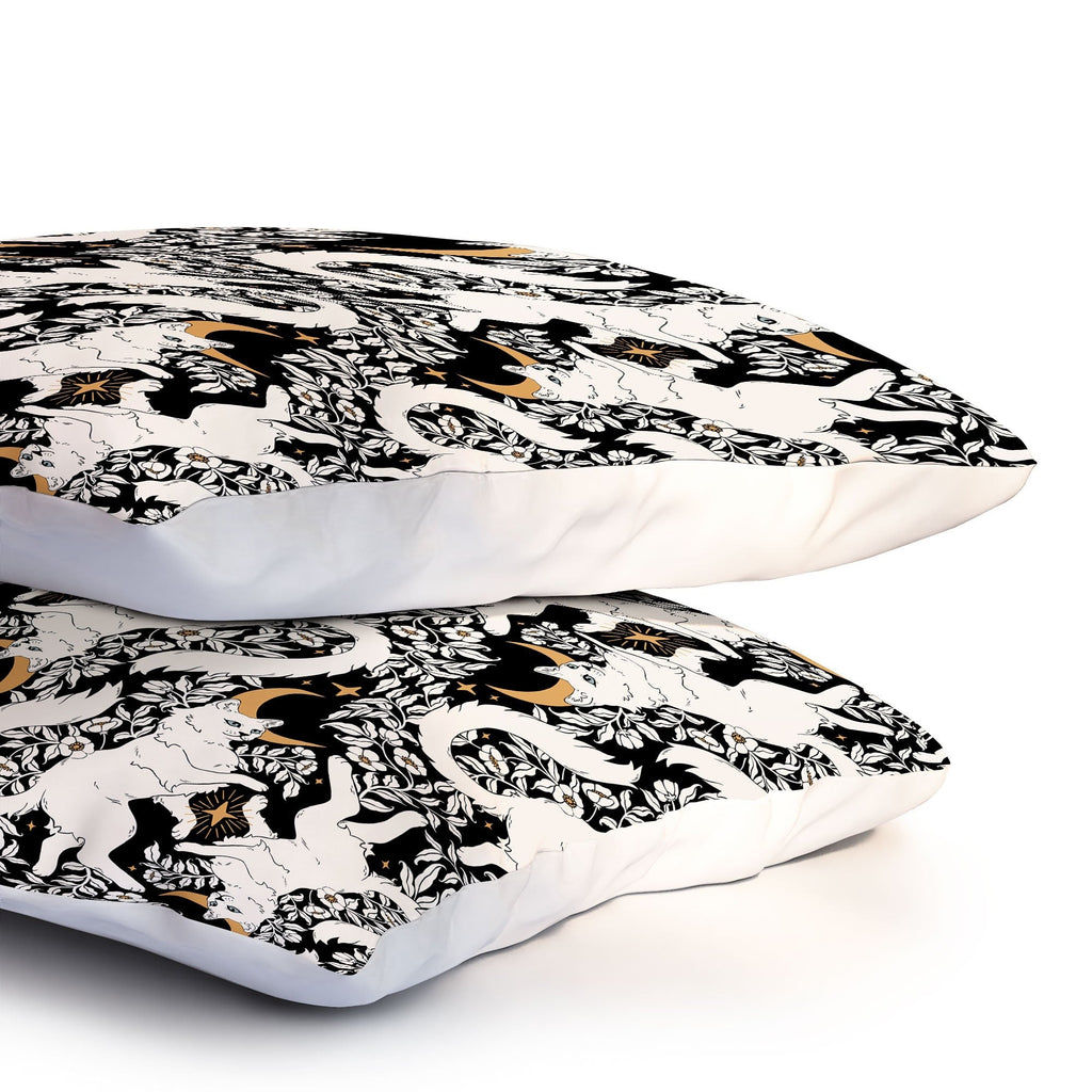 Avenie Celestial Cats Gold Pillow Shams