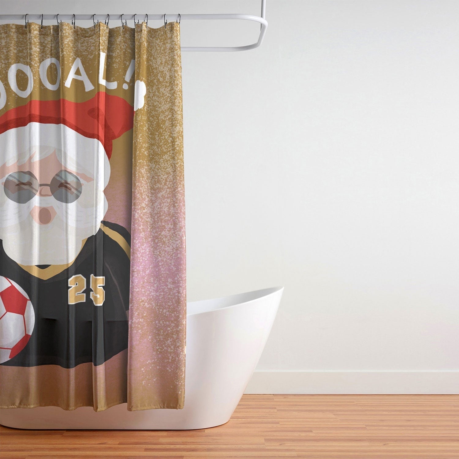 Design by Spark Sporty Soccer Santa Shower Curtain