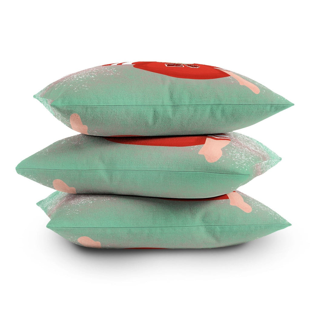 Design by Spark Sporty Football Santa Outdoor Throw Pillow