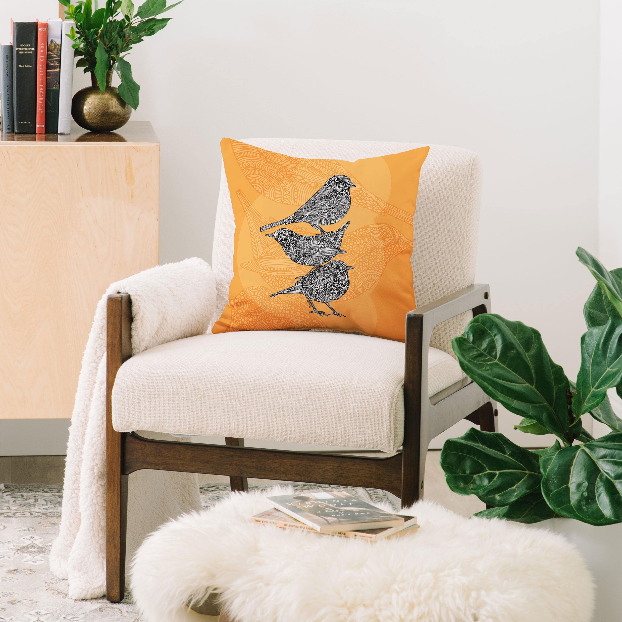Valentina Ramos 3 Little Birds Throw Pillow