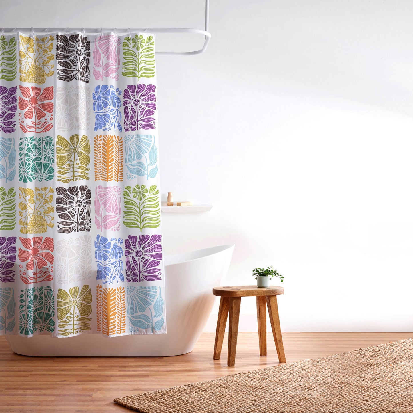 Valentina Ramos Bloom Blocks Shower Curtain
