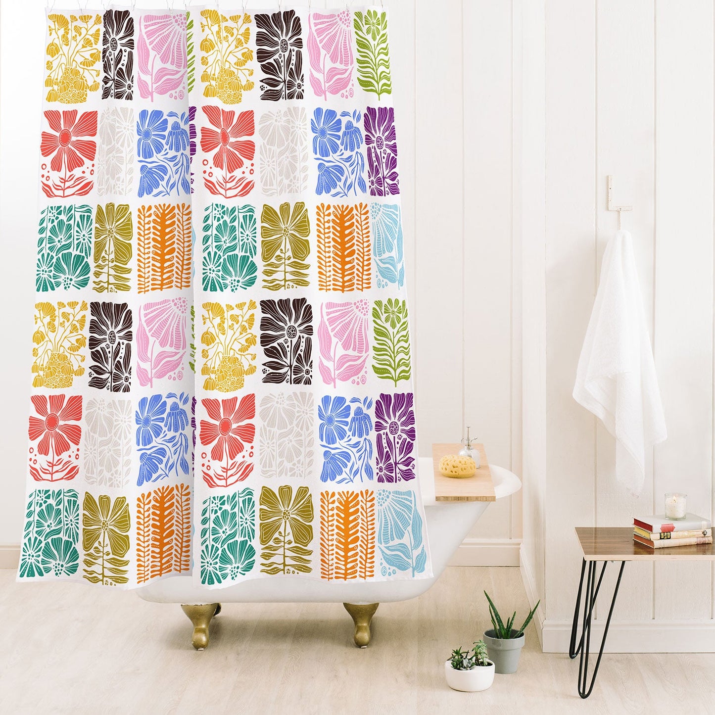 Valentina Ramos Bloom Blocks Shower Curtain