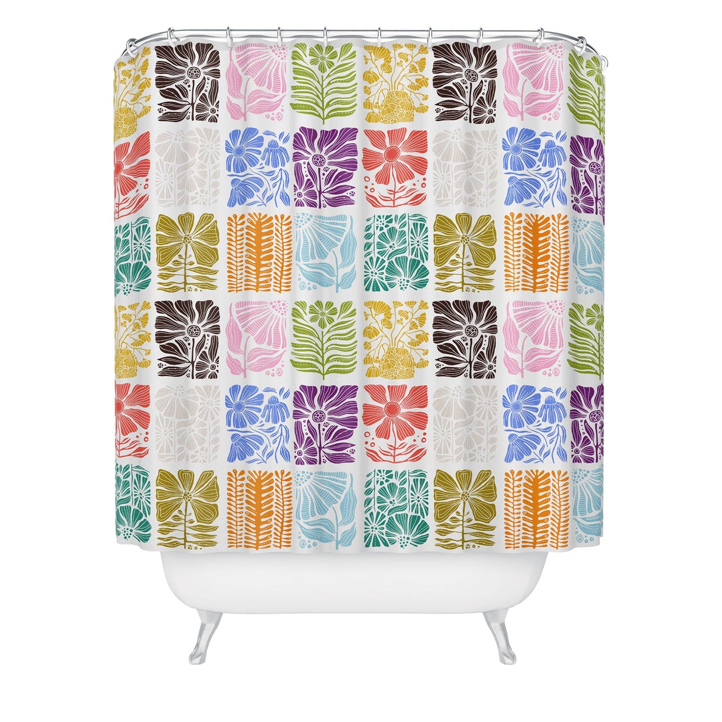 Valentina Ramos Bloom Blocks Shower Curtain