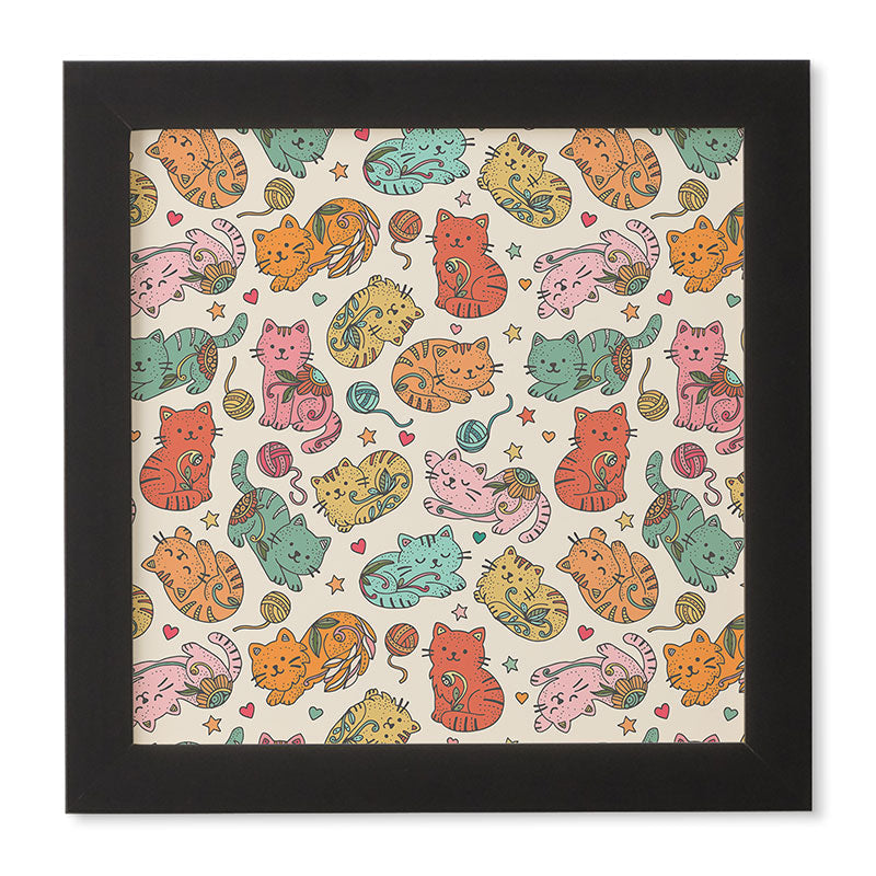 Valentina Ramos Floral Cats and Yarn Framed Wall Art