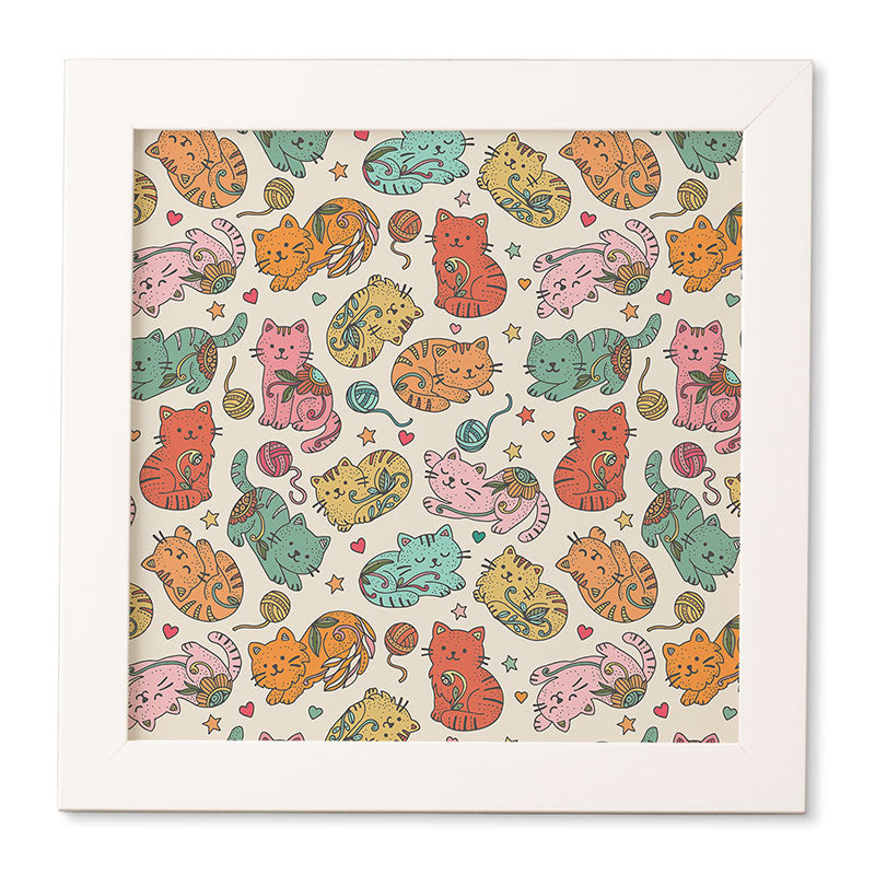 Valentina Ramos Floral Cats and Yarn Framed Wall Art
