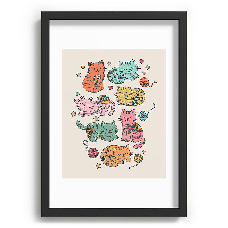 Valentina Ramos Floral Cats and Yarn Recessed Framing Rectangle