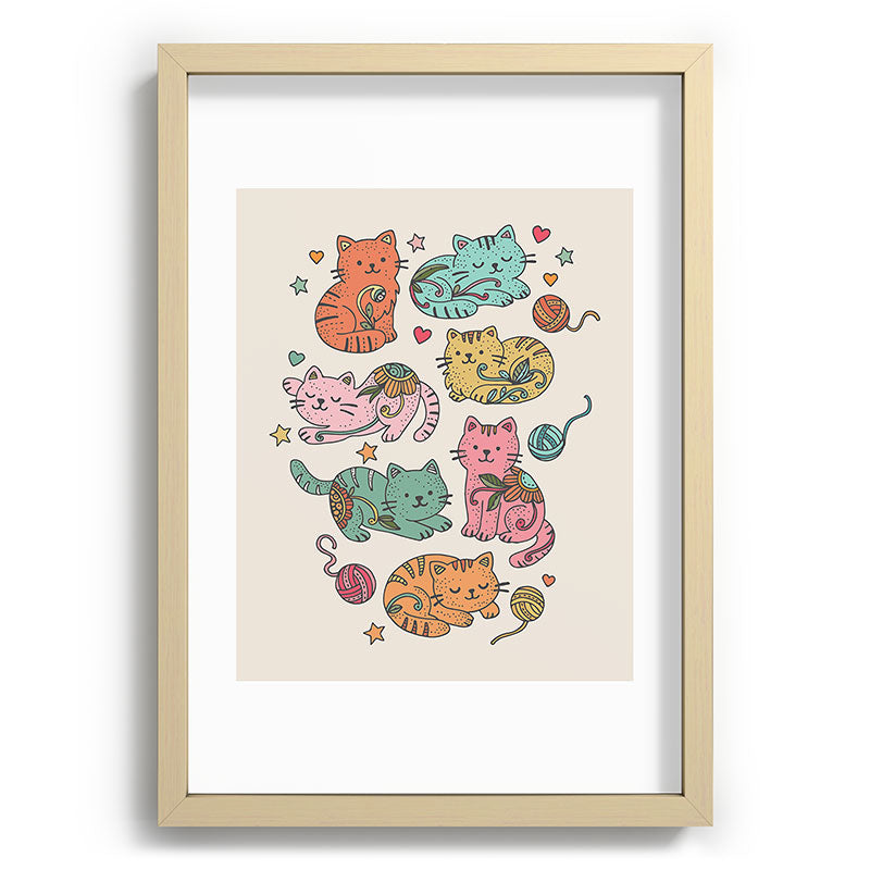 Valentina Ramos Floral Cats and Yarn Recessed Framing Rectangle