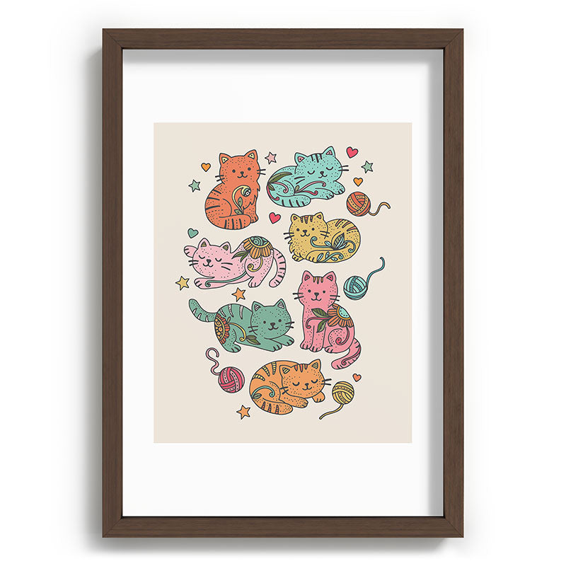 Valentina Ramos Floral Cats and Yarn Recessed Framing Rectangle