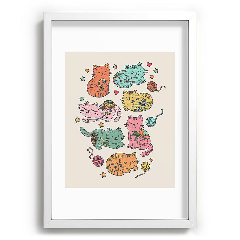 Valentina Ramos Floral Cats and Yarn Recessed Framing Rectangle