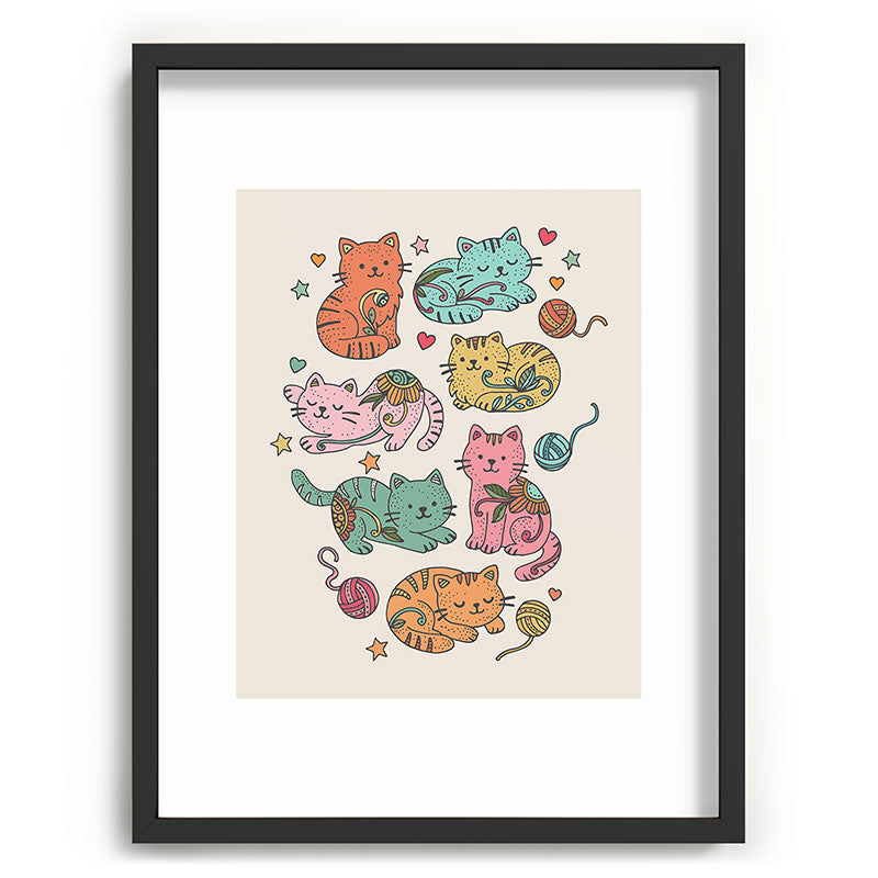 Valentina Ramos Floral Cats and Yarn Recessed Framing Rectangle