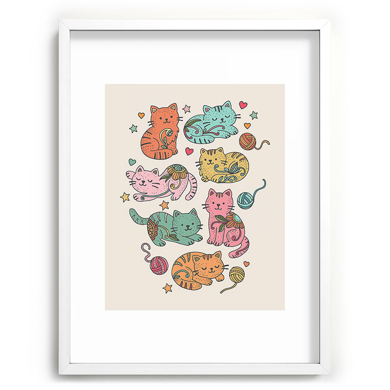 Valentina Ramos Floral Cats and Yarn Recessed Framing Rectangle