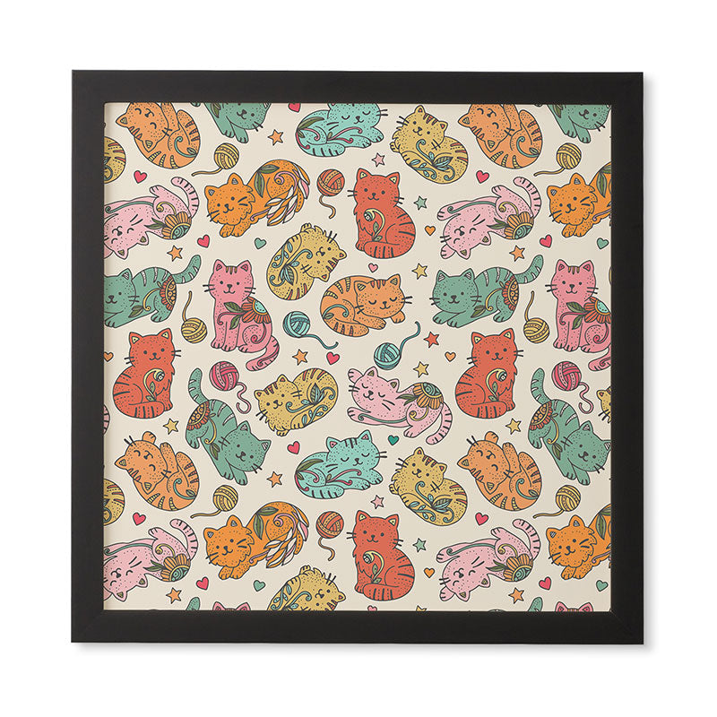 Valentina Ramos Floral Cats and Yarn Framed Wall Art
