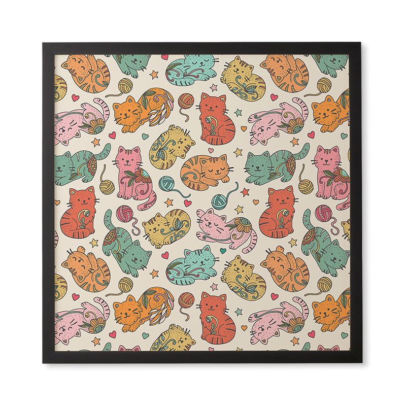 Valentina Ramos Floral Cats and Yarn Framed Wall Art