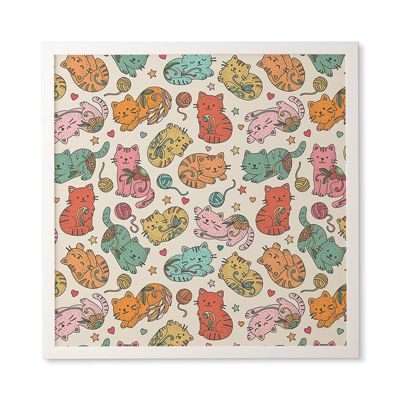 Valentina Ramos Floral Cats and Yarn Framed Wall Art