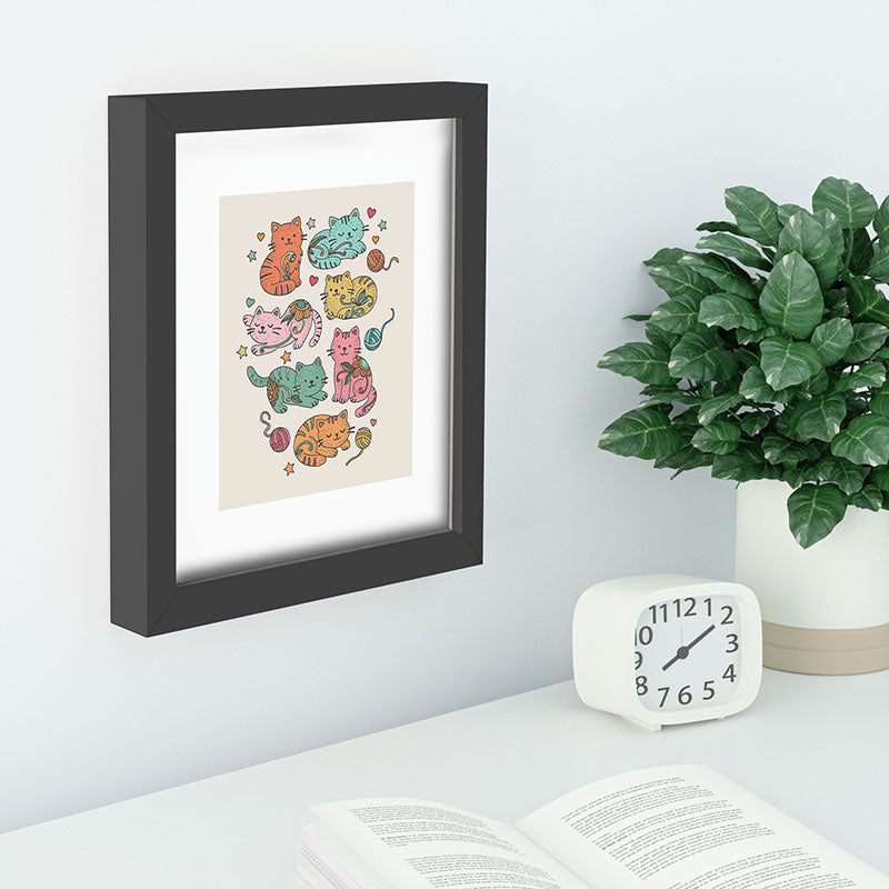 Valentina Ramos Floral Cats and Yarn Recessed Framing Rectangle