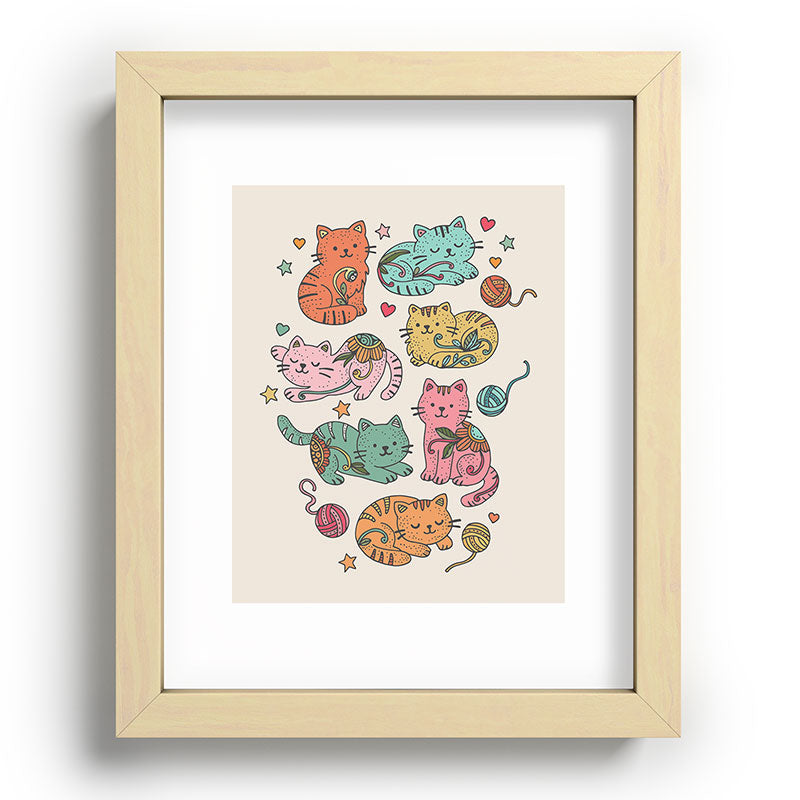 Valentina Ramos Floral Cats and Yarn Recessed Framing Rectangle