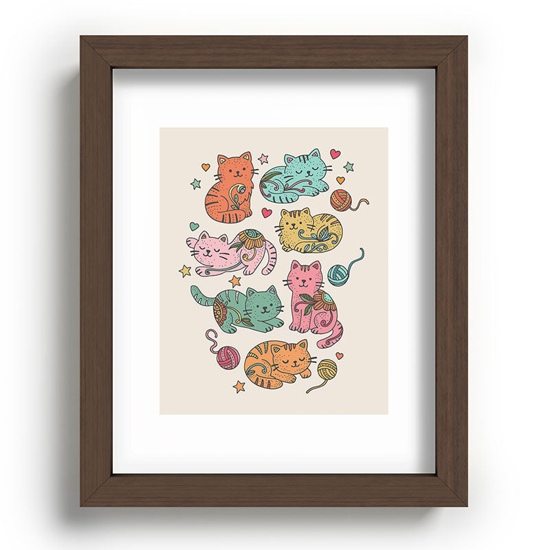 Valentina Ramos Floral Cats and Yarn Recessed Framing Rectangle