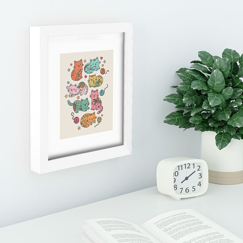 Valentina Ramos Floral Cats and Yarn Recessed Framing Rectangle