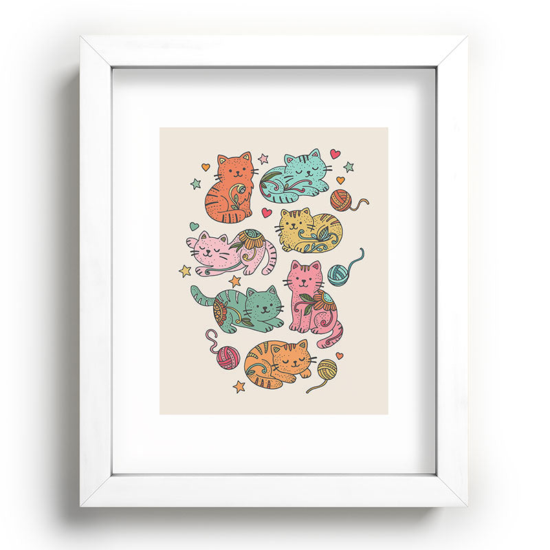 Valentina Ramos Floral Cats and Yarn Recessed Framing Rectangle
