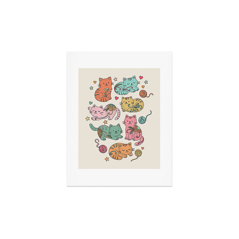 Valentina Ramos Floral Cats and Yarn Art Print