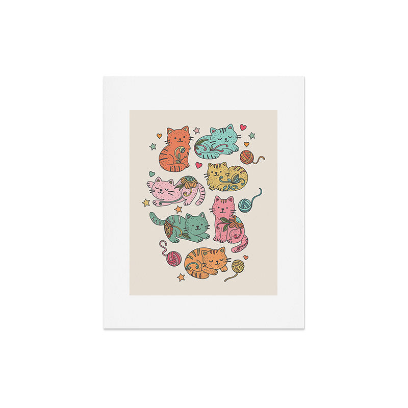 Valentina Ramos Floral Cats and Yarn Art Print
