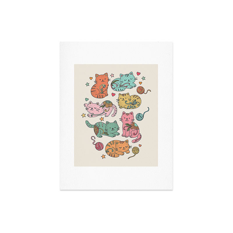 Valentina Ramos Floral Cats and Yarn Art Print