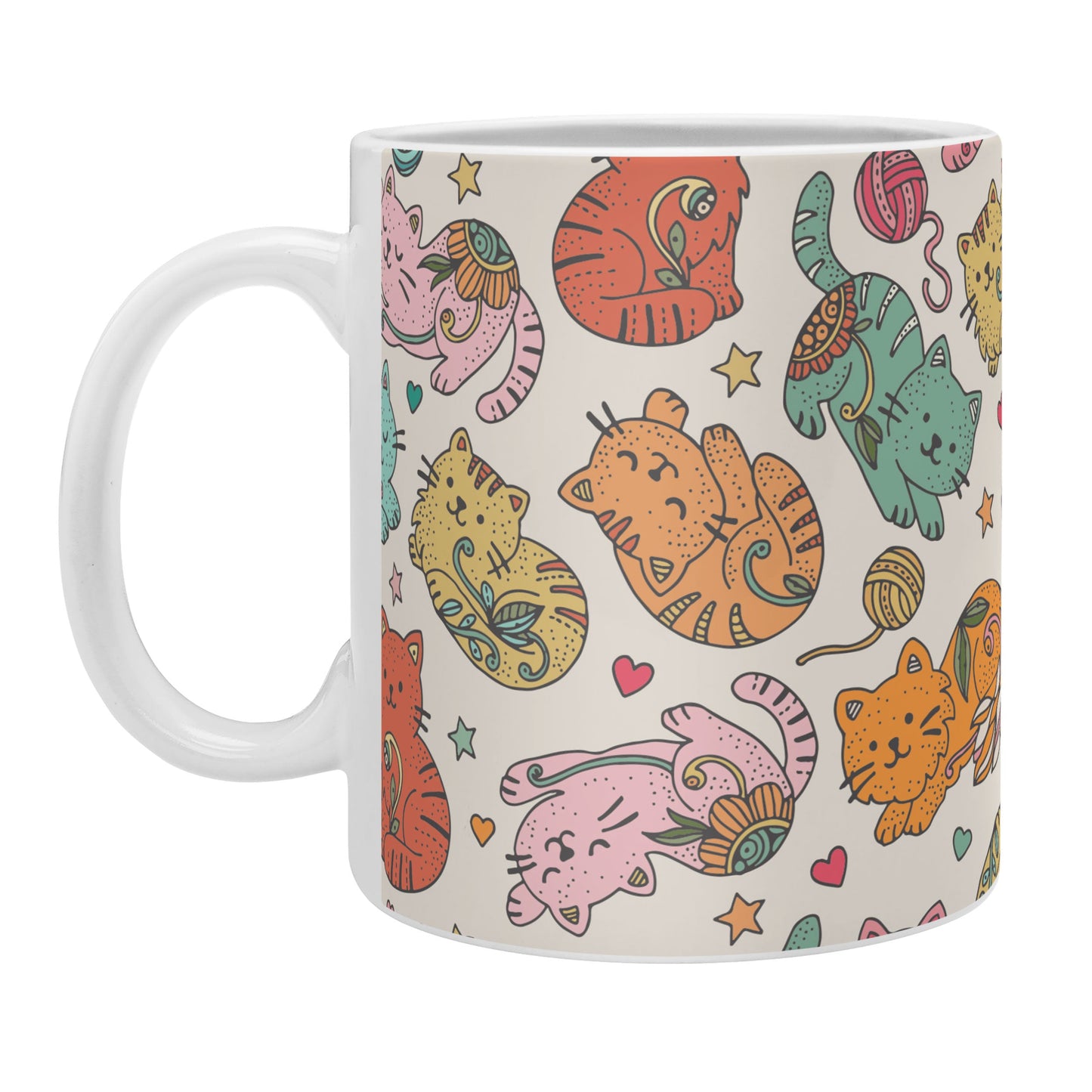 Valentina Ramos Floral Cats and Yarn Coffee Mug