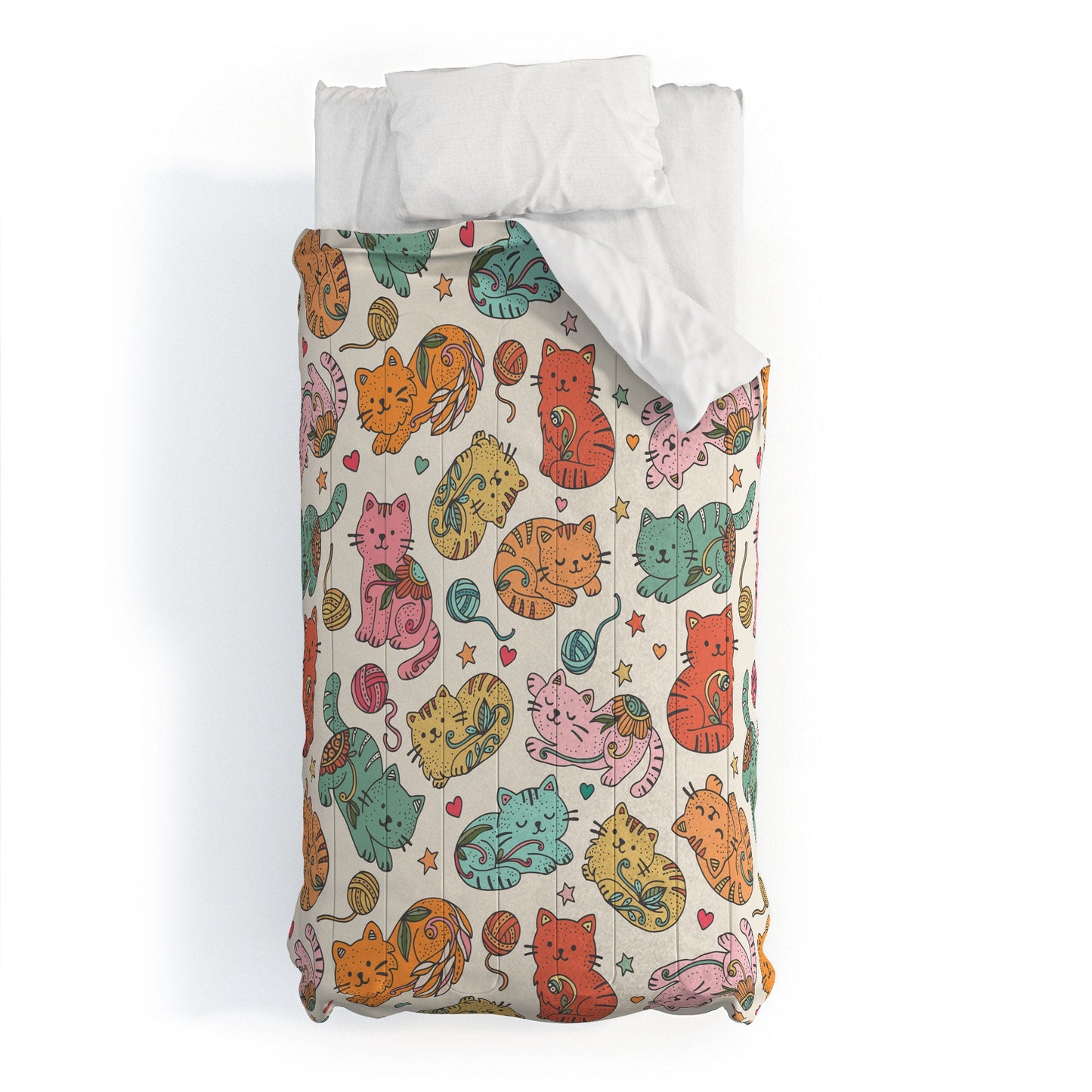 Valentina Ramos Floral Cats and Yarn Comforter