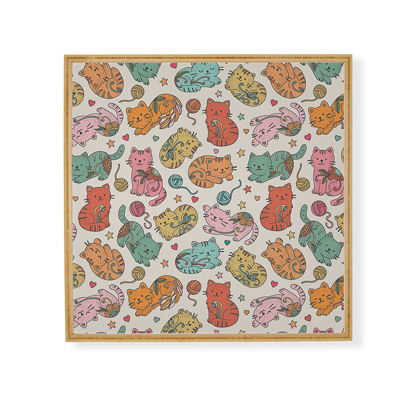Valentina Ramos Floral Cats and Yarn Framed Wall Art