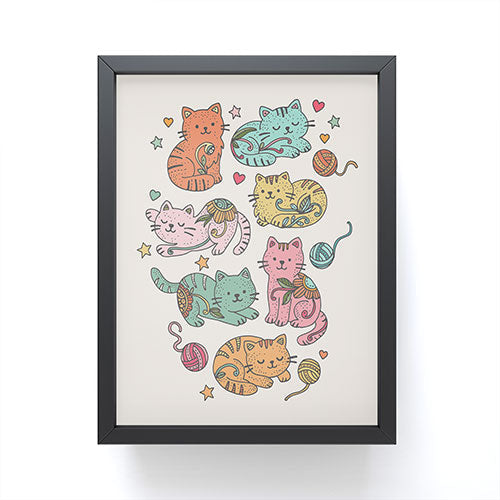 Valentina Ramos Floral Cats and Yarn Framed Mini Art Print