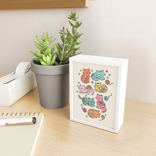 Valentina Ramos Floral Cats and Yarn Framed Mini Art Print