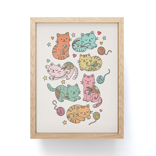 Valentina Ramos Floral Cats and Yarn Framed Mini Art Print
