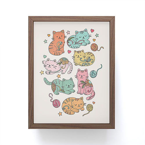 Valentina Ramos Floral Cats and Yarn Framed Mini Art Print