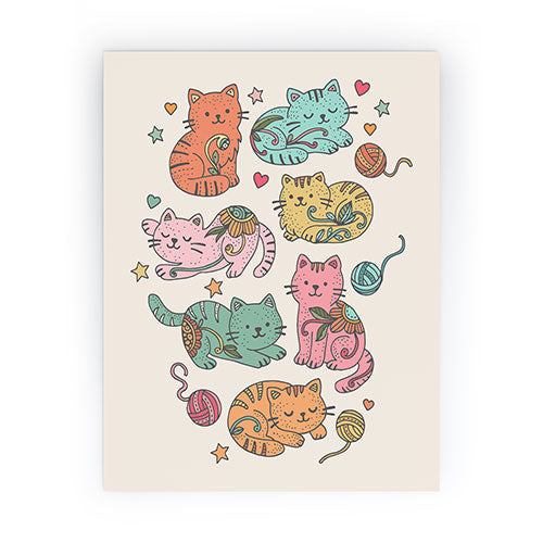 Valentina Ramos Floral Cats and Yarn Mini Art Print